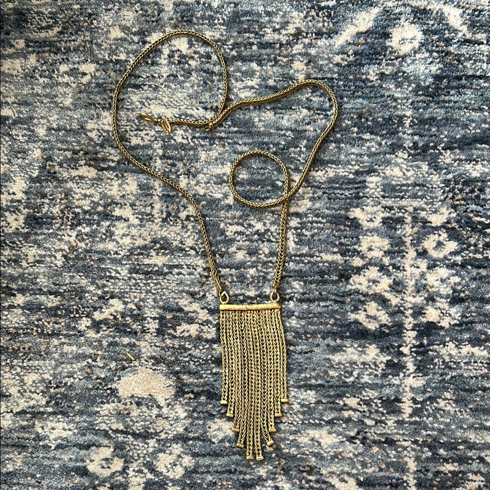 Gold Tassel Chain Necklace with Vintage Bohemian Charm